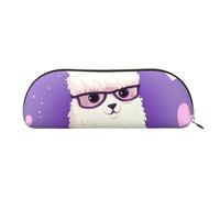 FHEBNDS Love alpaca purple Makeup Bag for Women Men Large Pencil Case Aesthetic Pencil Pouch Coin Pouch Leather Cosmetic Bag with Zipper Office Organizer Travel Essentials