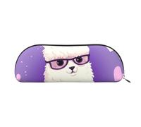 FHEBNDS Love alpaca purple Makeup Bag for Women Men Large Pencil Case Aesthetic Pencil Pouch Coin Pouch Leather Cosmetic Bag with Zipper Office Organizer Travel Essentials