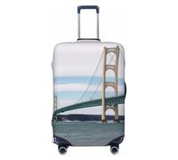 FHEBNDS Mackinac Suspension Bridge Luggage Cover Washable Suitcase Cover Tsa Approved Elastic Spandex Suitcase Protector Anti-Scratch Travel Baggage Covers Fit 18-32 Inch Luggage, Black, M