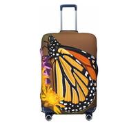 FHEBNDS Monarch Butterfly Luggage Cover Washable Suitcase Cover Tsa Approved Elastic Spandex Suitcase Protector Anti-Scratch Travel Baggage Covers Fit 18-32 Inch Luggage, Black, S