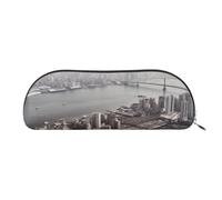 FHEBNDS Mumbai city Makeup Bag for Women Men Large Pencil Case Aesthetic Pencil Pouch Coin Pouch Leather Cosmetic Bag with Zipper Office Organizer Travel Essentials, Silver, One Size