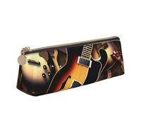 FHEBNDS Music Guitar Makeup Bag for Women Men Large Pencil Case Aesthetic Pencil Pouch Coin Pouch Leather Cosmetic Bag with Zipper Office Organizer Travel Essentials