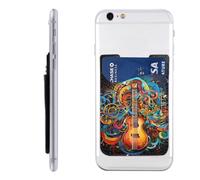 FHEBNDS Music Series Phone Wallet Stick on, Cell Phone Card Holder for Phone Case, Leather ID Credit Card Holder for Women Men, Adhesive Phone Pocket for Back of Phone
