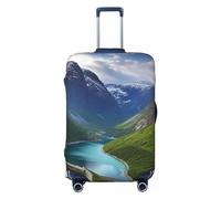 FHEBNDS Norwegian fjords Luggage Cover Washable Suitcase Covers Tsa Approved Elastic Spandex Suitcase Protector Anti-Scratch Travel Baggage Cover Fit 18-32 Inch Luggage, Black, S