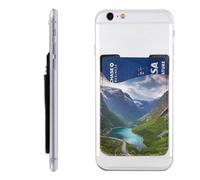 FHEBNDS Norwegian fjords Phone Wallet Stick on, Cell Phone Card Holder for Phone Case, Leather ID Credit Card Holder for Women Men, Adhesive Phone Pocket for Back of Phone