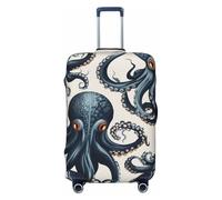 FHEBNDS Octopus pattern Luggage Cover Washable Suitcase Covers Tsa Approved Elastic Spandex Suitcase Protector Anti-Scratch Travel Baggage Cover Fit 18-32 Inch Luggage, Black, L