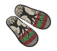 FHEBNDS Palestinian Flag Slippers for Women Men Fuzzy Slip-on Slippers Memory Foam Non-slip Indoor Outdoor House Slipper Warm Cozy Slide Shoes Soft Plush Bedroom Slipper Trendy Gift, Black, Large