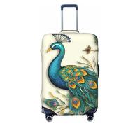 FHEBNDS Peacock pattern Luggage Cover Washable Suitcase Covers Tsa Approved Elastic Spandex Suitcase Protector Anti-Scratch Travel Baggage Cover Fit 18-32 Inch Luggage, Black, L
