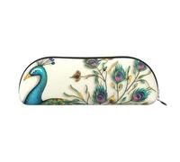 FHEBNDS Peacock pattern Makeup Bag for Women Men Large Pencil Case Aesthetic Pencil Pouch Coin Pouch Leather Cosmetic Bag with Zipper Office Organizer Travel Essentials, Gold, One Size