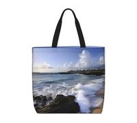 FHEBNDS Puerto Rico - Beach Tote Bag for Women, Zipper Casual Tote's Handbag for Travel, Work, Lightweight Laptop Bags Big Capacity Shoulder Bag Reusable Grocery Shopping Bags