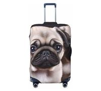 FHEBNDS Puppys pug Luggage Cover Washable Suitcase Covers Tsa Approved Elastic Spandex Suitcase Protector Anti-Scratch Travel Baggage Cover Fit 18-32 Inch Luggage, Black, M