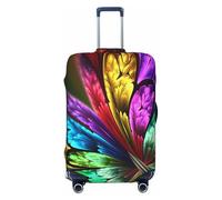 FHEBNDS Rainbow Butterfly Luggage Cover Washable Suitcase Covers Tsa Approved Elastic Spandex Suitcase Protector Anti-Scratch Travel Baggage Cover Fit 18-32 Inch Luggage, Black, S