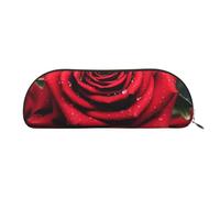 FHEBNDS Red Rose Makeup Bag for Women Men Large Pencil Case Aesthetic Pencil Pouch Coin Pouch Leather Cosmetic Bag with Zipper Office Organizer Travel Essentials, Gold, One Size