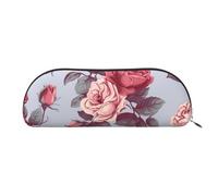 FHEBNDS Red Roses Floral Makeup Bag for Women Men Large Pencil Case Aesthetic Pencil Pouch Coin Pouch Leather Cosmetic Bag with Zipper Office Organizer Travel Essentials, Silver, One Size