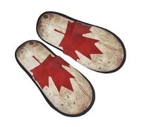 FHEBNDS Retro Canada Flag Slippers for Women Men Fuzzy Slip-on Slippers Memory Foam Non-slip Indoor Outdoor House Slipper Warm Cozy Slide Shoes Soft Plush Bedroom Slipper Trendy Gift, Black, M