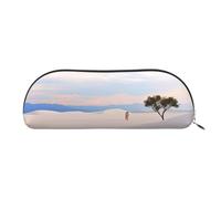 FHEBNDS Romantic White Sand Landscape Makeup Bag for Women Men Large Pencil Case Aesthetic Pencil Pouch Coin Pouch Leather Cosmetic Bag with Zipper Office Organizer Travel Essentials