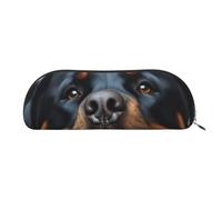 FHEBNDS Rottweiler dogs tongue head Makeup Bag for Women Men Large Pencil Case Aesthetic Pencil Pouch Coin Pouch Leather Cosmetic Bag with Zipper Office Organizer Travel Essentials, Gold, One Size