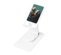 FHEBNDS Sea Otters Painting Phone Stand for Desk, 360°Rotating Foldable Cell Phone Holder for Office Home, Height Adjustable Tablet Stand Portable Cellphone Cradle iPad Stand Holder