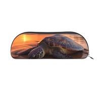FHEBNDS Sea turtle sunset Makeup Bag for Women Men Large Pencil Case Aesthetic Pencil Pouch Coin Pouch Leather Cosmetic Bag with Zipper Office Organizer Travel Essentials