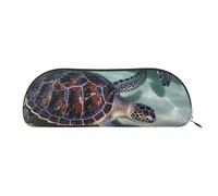 FHEBNDS Sea Turtles Makeup Bag for Women Men Large Pencil Case Aesthetic Pencil Pouch Coin Pouch Leather Cosmetic Bag with Zipper Office Organizer Travel Essentials, Silver, One Size