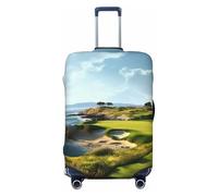 FHEBNDS Seaside Golf Course Luggage Cover Washable Suitcase Covers Tsa Approved Elastic Spandex Suitcase Protector Anti-Scratch Travel Baggage Cover Fit 18-32 Inch Luggage, Black, S