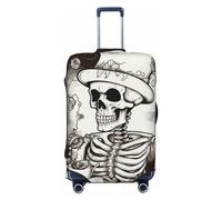 FHEBNDS Skeleton Chef Luggage Cover Washable Suitcase Cover Tsa Approved Elastic Spandex Suitcase Protector Anti-Scratch Travel Baggage Covers Fit 18-32 Inch Luggage, Black, XL