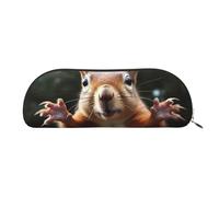 FHEBNDS Squirrel Funny Animal Makeup Bag for Women Men Large Pencil Case Aesthetic Pencil Pouch Coin Pouch Leather Cosmetic Bag with Zipper Office Organizer Travel Essentials, Gold, One Size