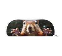 FHEBNDS Squirrel Funny Animal Makeup Bag for Women Men Large Pencil Case Aesthetic Pencil Pouch Coin Pouch Leather Cosmetic Bag with Zipper Office Organizer Travel Essentials, Silver, One size