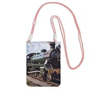 FHEBNDS Steam Locomotive Train Crossbody Bags for Women Trendy Small Travel Cell Phone Bag Phone Purses Wallet for Men Pink