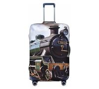 FHEBNDS Steam Locomotive Train Luggage Cover Washable Suitcase Covers Tsa Approved Elastic Spandex Suitcase Protector Anti-Scratch Travel Baggage Cover Fit 18-32 Inch Luggage, Black, XL