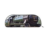 FHEBNDS Steam Locomotive Train Makeup Bag for Women Men Large Pencil Case Aesthetic Pencil Pouch Coin Pouch Leather Cosmetic Bag with Zipper Office Organizer Travel Essentials, Gold, One Size