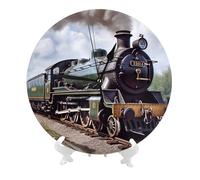 FHEBNDS Steam Locomotive Train Wall Clock 10 Inch Silent Non-Ticking Modern Clocks Battery Operated Analog Farmhouse Wall Decorative Round Clock for Kitchen, Living Room, House Warming Gifts