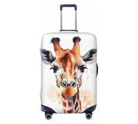 FHEBNDS Stylish Animal Watercolor Giraffe Luggage Cover Washable Suitcase Cover Tsa Approved Elastic Spandex Suitcase Protector Anti-Scratch Travel Baggage Covers Fit 18-32 Inch Luggage, Black, L
