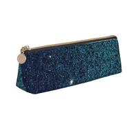 FHEBNDS Teal Glitter Makeup Bag for Women Men Large Pencil Case Aesthetic Pencil Pouch Coin Pouch Leather Cosmetic Bag with Zipper Office Organizer Travel Essentials