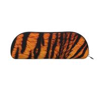 FHEBNDS Tiger Striped Pattern Makeup Bag for Women Men Large Pencil Case Aesthetic Pencil Pouch Coin Pouch Leather Cosmetic Bag with Zipper Office Organizer Travel Essentials, Silver, One Size