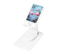 FHEBNDS Tropical Flamingos Phone Stand for Desk, 360°Rotating Foldable Cell Phone Holder for Office Home, Height Adjustable Tablet Stand Portable Cellphone Cradle iPad Stand Holder