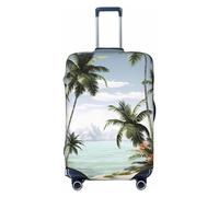 FHEBNDS Tropical Palm Trees Luggage Cover Washable Suitcase Covers Tsa Approved Elastic Spandex Suitcase Protector Anti-Scratch Travel Baggage Cover Fit 18-32 Inch Luggage, Black, L