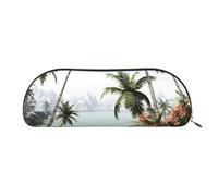 FHEBNDS Tropical Palm Trees Makeup Bag for Women Men Large Pencil Case Aesthetic Pencil Pouch Coin Pouch Leather Cosmetic Bag with Zipper Office Organizer Travel Essentials
