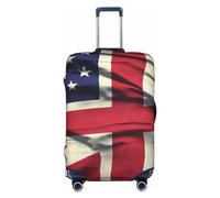 FHEBNDS USA Uk Flag Luggage Cover Washable Suitcase Covers Tsa Approved Elastic Spandex Suitcase Protector Anti-Scratch Travel Baggage Cover Fit 18-32 Inch Luggage, Black, XL