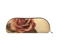 FHEBNDS Vintage rose Makeup Bag for Women Men Large Pencil Case Aesthetic Pencil Pouch Coin Pouch Leather Cosmetic Bag with Zipper Office Organizer Travel Essentials