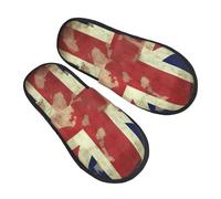 FHEBNDS Vintage Union Jack British Flag Slippers for Women Men Fuzzy Slip-on Slippers Memory Foam Non-slip Indoor Outdoor House Slipper Warm Cozy Slide Shoes Soft Plush Bedroom Slipper Trendy Gift