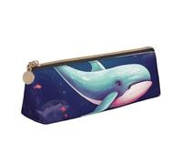 FHEBNDS Whale Makeup Bag for Women Men Large Pencil Case Aesthetic Pencil Pouch Coin Pouch Leather Cosmetic Bag with Zipper Office Organizer Travel Essentials