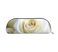 FHEBNDS White Rose Makeup Bag for Women Men Large Pencil Case Aesthetic Pencil Pouch Coin Pouch Leather Cosmetic Bag with Zipper Office Organizer Travel Essentials, Gold, One Size