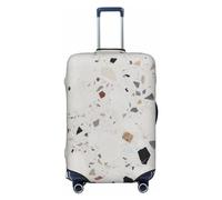 FHEBNDS White terrazzo Luggage Cover Washable Suitcase Cover Tsa Approved Elastic Spandex Suitcase Protector Anti-Scratch Travel Baggage Covers Fit 18-32 Inch Luggage, Black, L