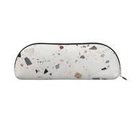 FHEBNDS White terrazzo Makeup Bag for Women Men Large Pencil Case Aesthetic Pencil Pouch Coin Pouch Leather Cosmetic Bag with Zipper Office Organizer Travel Essentials, Gold, One Size