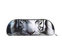 FHEBNDS White Tiger Makeup Bag for Women Men Large Pencil Case Aesthetic Pencil Pouch Coin Pouch Leather Cosmetic Bag with Zipper Office Organizer Travel Essentials