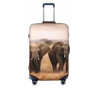 FHEBNDS Wild Animals Elephants Luggage Cover Washable Suitcase Cover Tsa Approved Elastic Spandex Suitcase Protector Anti-Scratch Travel Baggage Covers Fit 18-32 Inch Luggage, Black, XL
