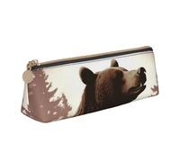 FHEBNDS Wild Bear Makeup Bag for Women Men Large Pencil Case Aesthetic Pencil Pouch Coin Pouch Leather Cosmetic Bag with Zipper Office Organizer Travel Essentials
