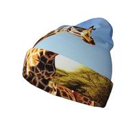 FHEBNDS Wild Giraffe Beanie for Men Women Knit Hat Winter Beanies Cuffed Beanie Cap Daily Skull Caps Watch Hat, Black, One size