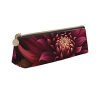FHEBNDS Wine Red Artistic Flower Makeup Bag for Women Men Large Pencil Case Aesthetic Pencil Pouch Coin Pouch Leather Cosmetic Bag with Zipper Office Organizer Travel Essentials
